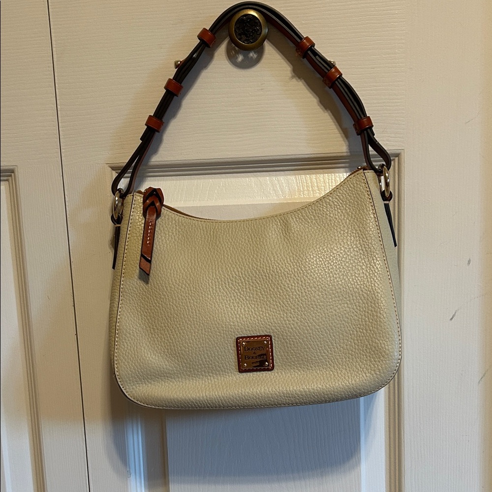 Dooney & Bourke Cream and Brown Leather Shoulder Bag